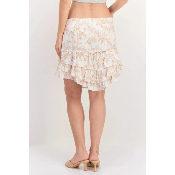 1. State Womens Etched Palm Ruffle Mini Skirt L - Picture 2 of 9